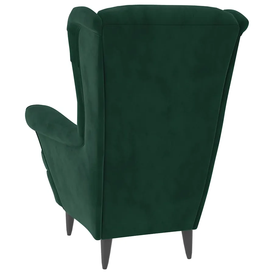 Fauteuil vert foncé velours - 5