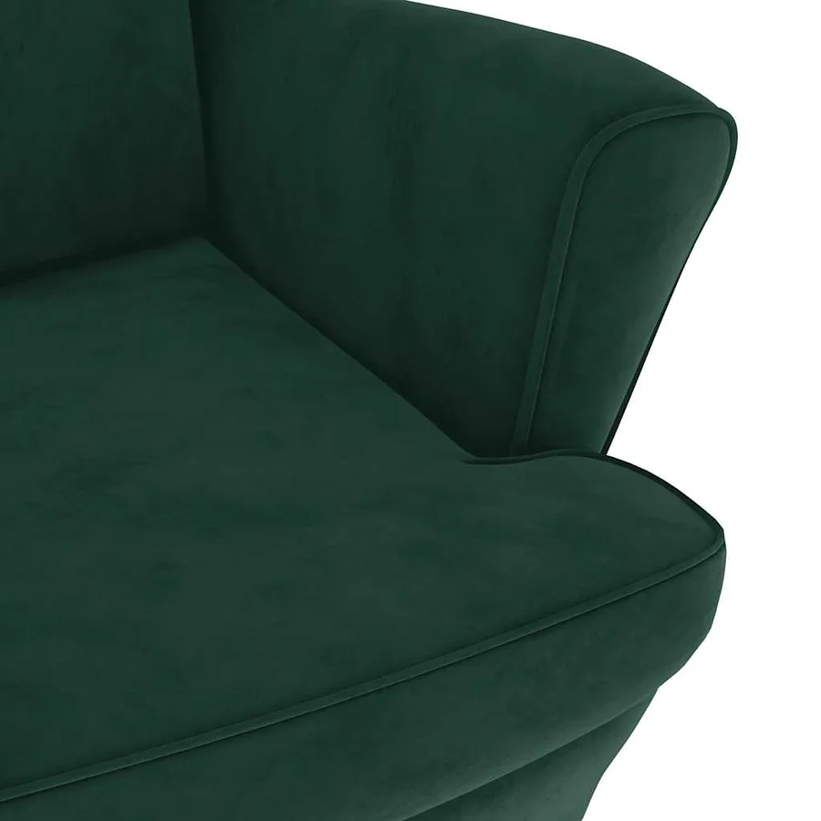 Fauteuil vert foncé velours - 6