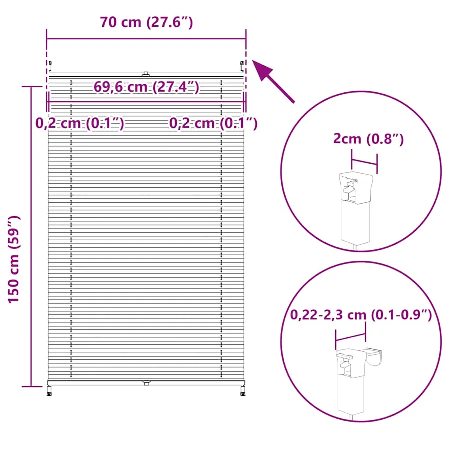Store plissé 70x150 cm Blanc - 10
