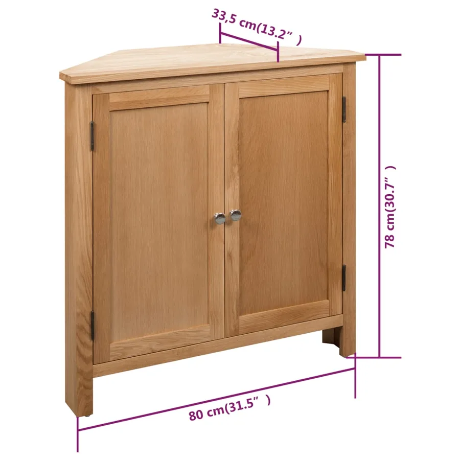 Armoire d'angle 80x33,5x78 cm Bois de chêne massif - 8