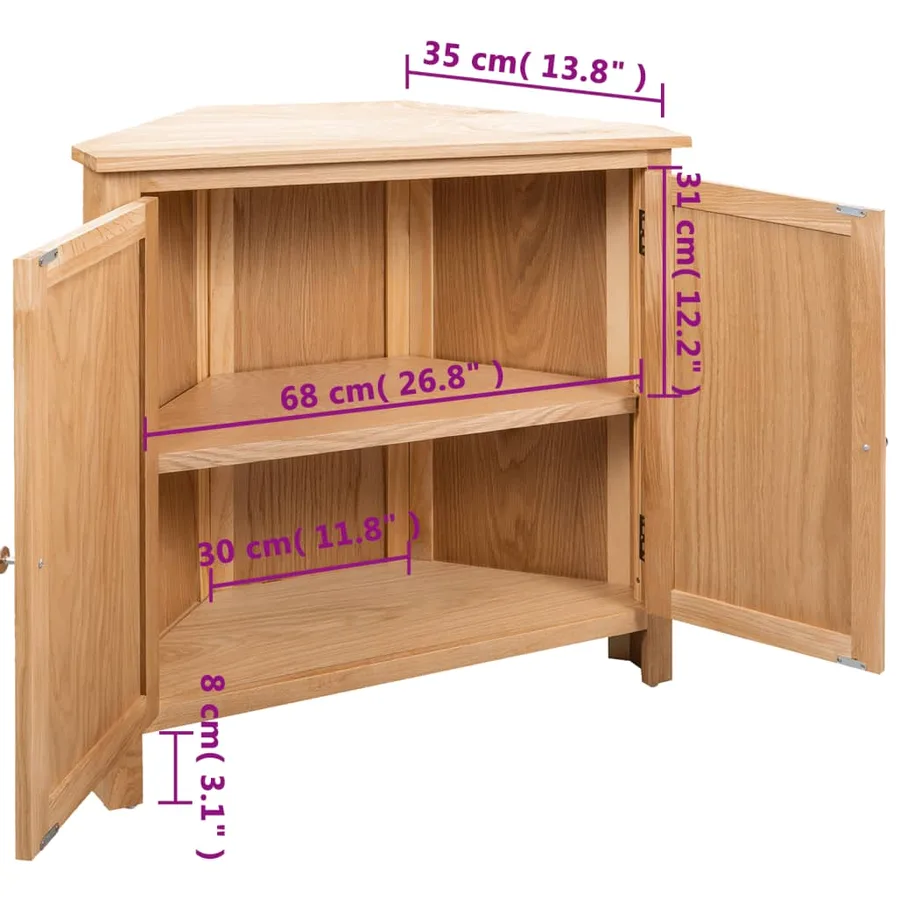 Armoire d'angle 80x33,5x78 cm Bois de chêne massif - 9