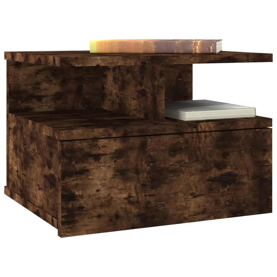 Tables de chevet flottantes 2 pcs Chêne fumé Bois d’ingénierie - 3