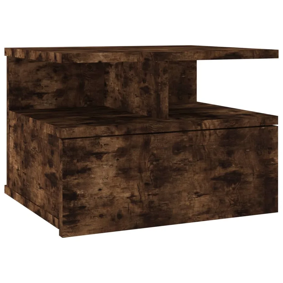 Tables de chevet flottantes 2 pcs Chêne fumé Bois d’ingénierie - 4