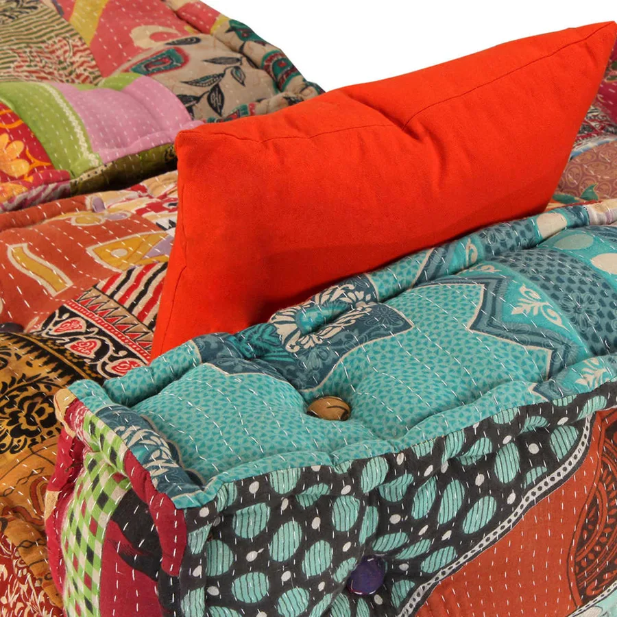 Pouf modulaire à 3 places Patchwork Tissu - 12