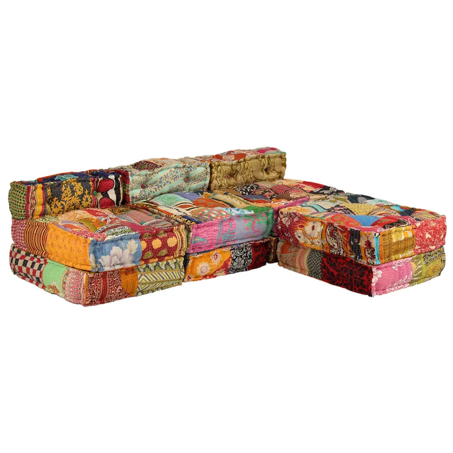 Pouf modulaire à 3 places Patchwork Tissu - 18