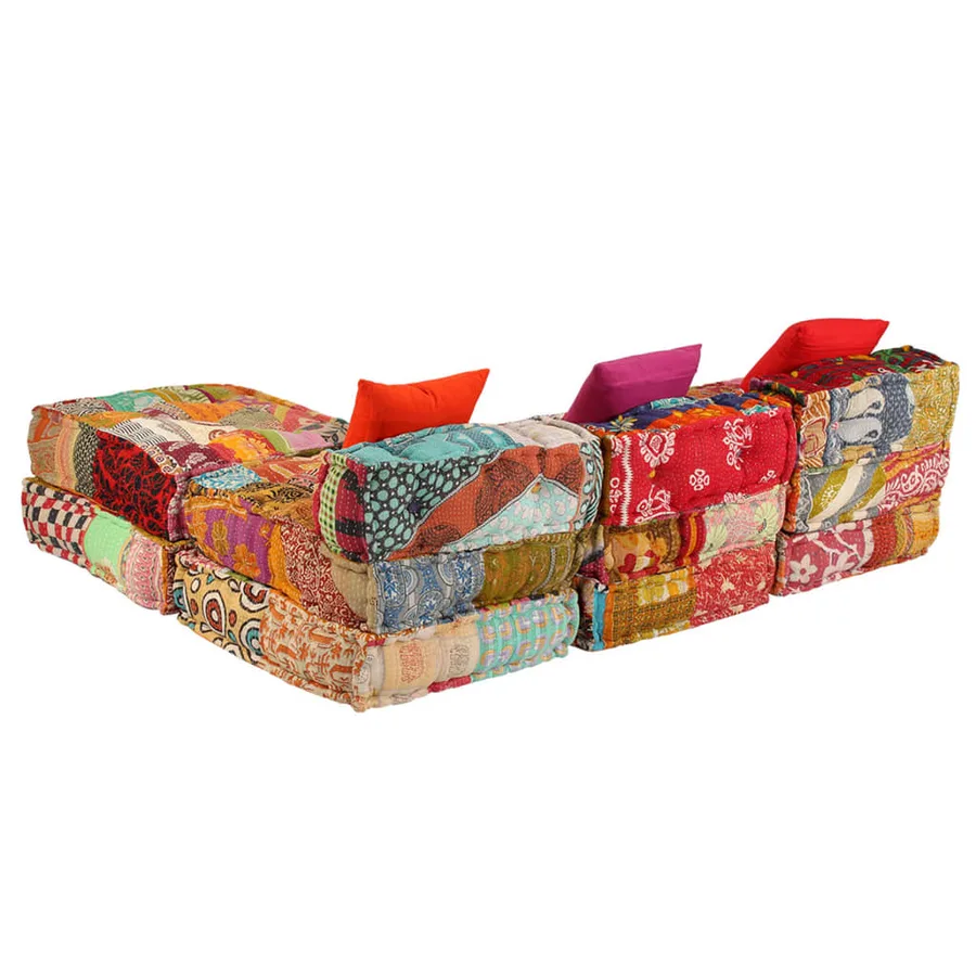 Pouf modulaire à 3 places Patchwork Tissu - 9