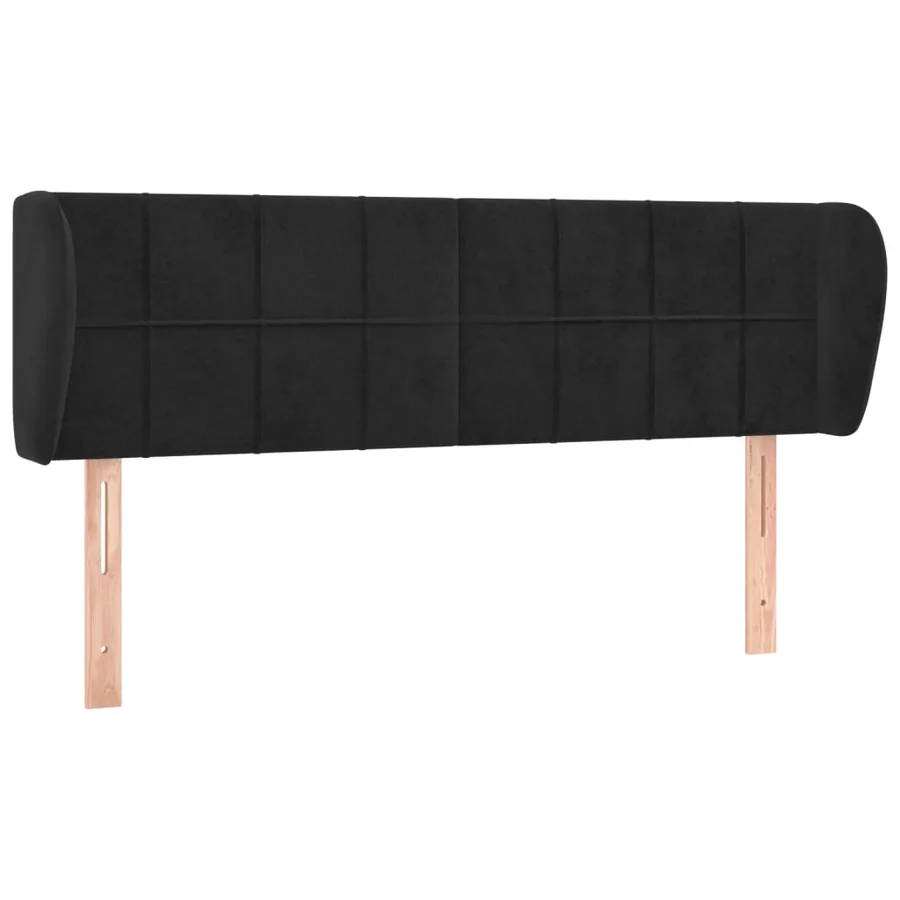 Tête de lit avec oreilles Noir 147x23x78/88 cm Velours - 2