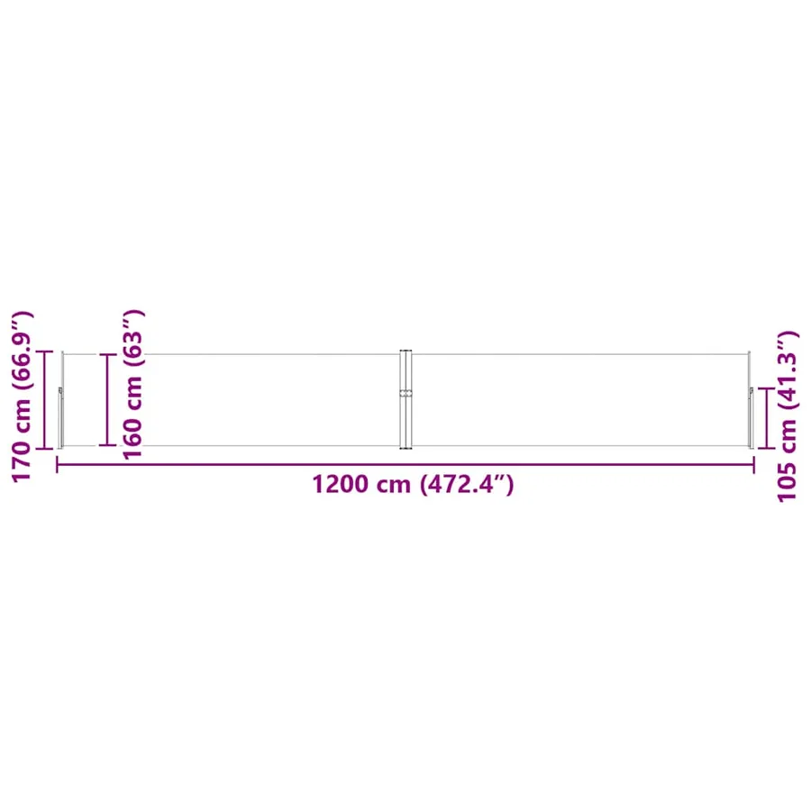 Auvent latéral rétractable de patio 170x1200 cm Marron - 13