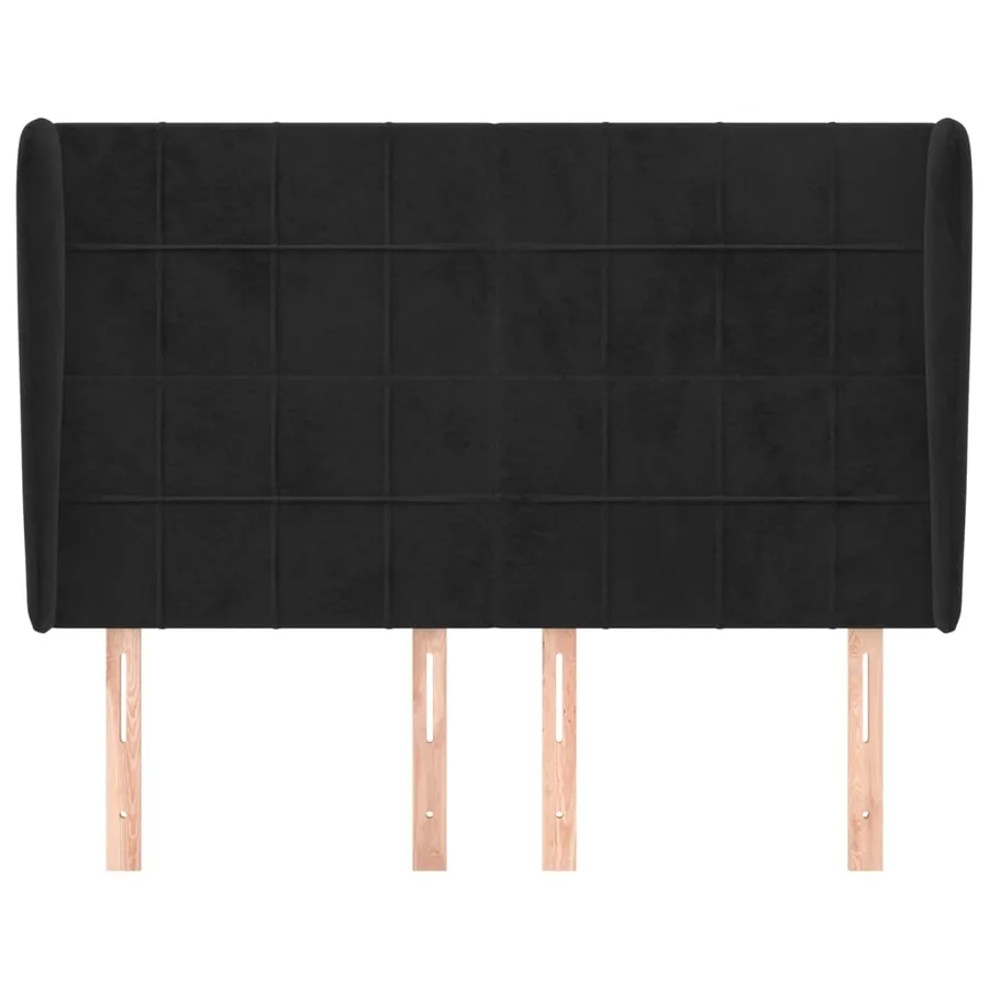 Tête de lit avec oreilles Noir 147x23x118/128 cm Velours - 3