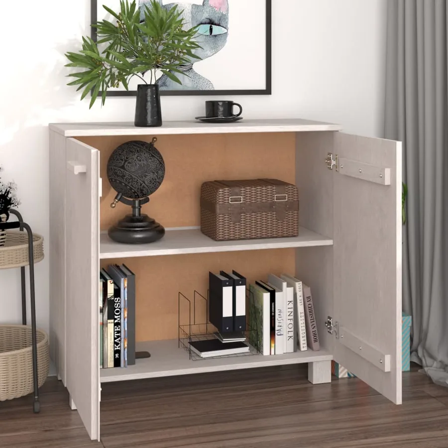 Buffet HAMAR Blanc 85x35x80 cm Bois massif de pin - 7