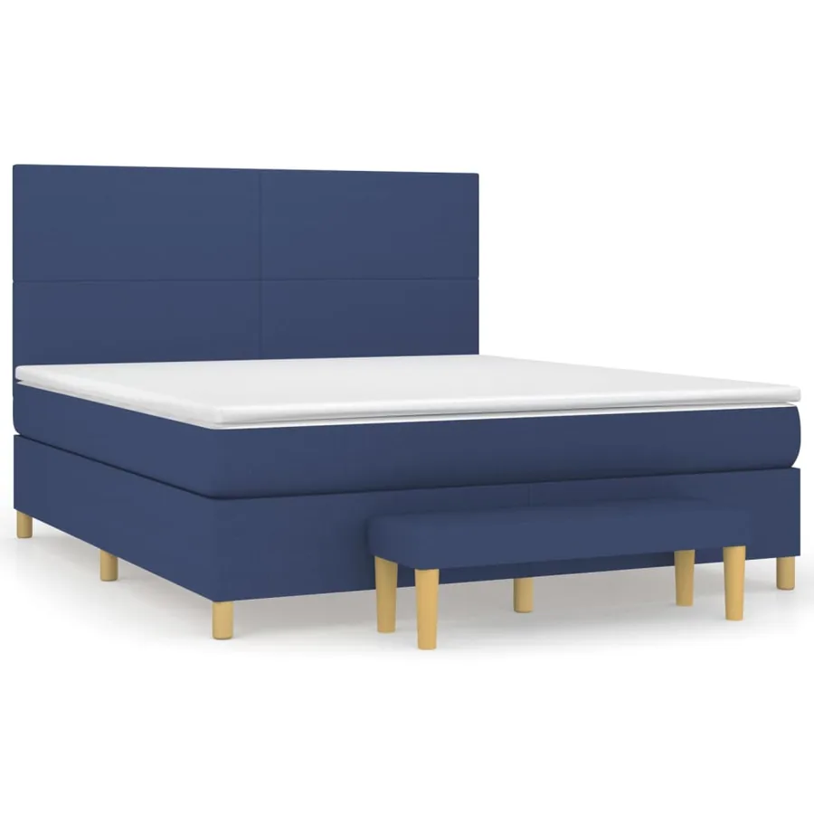 Sommier à lattes de lit avec matelas Bleu 180x200 cm Tissu - 2