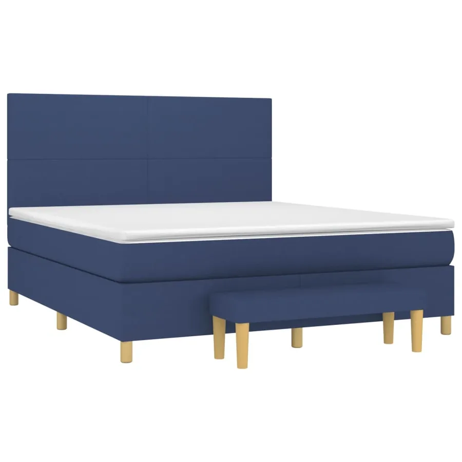 Sommier à lattes de lit avec matelas Bleu 180x200 cm Tissu - 3