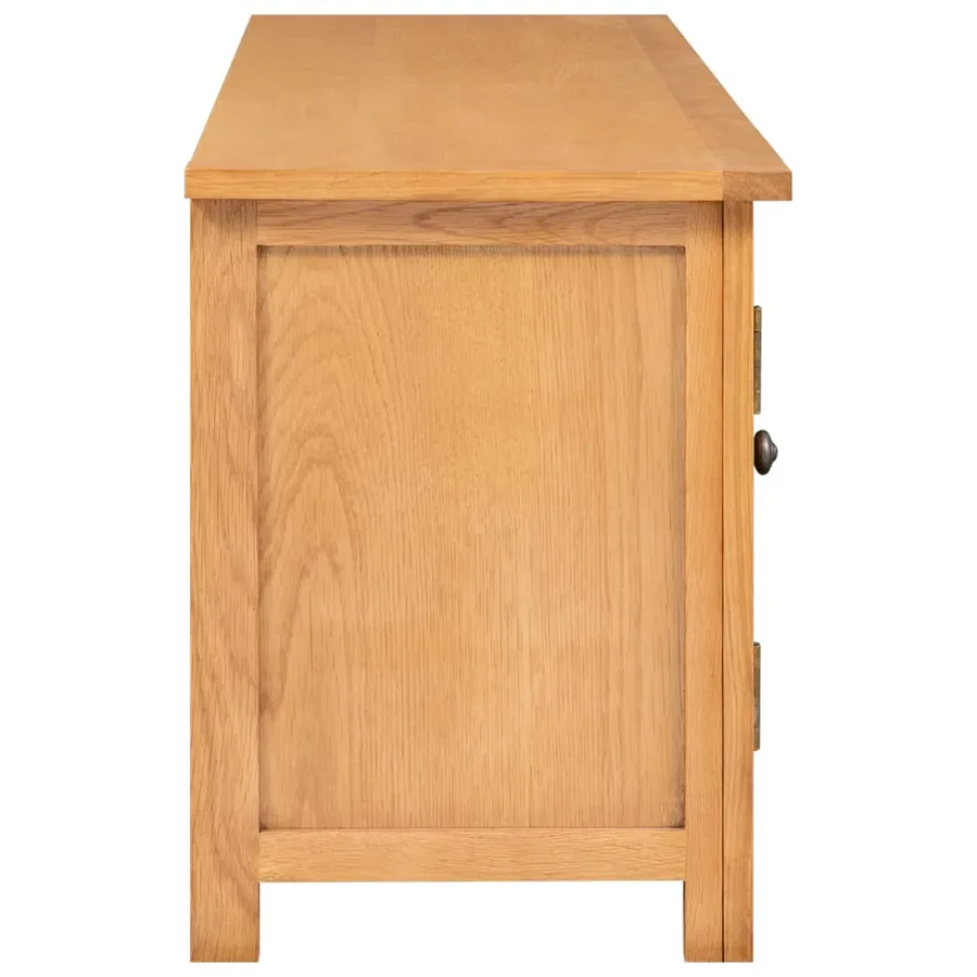 Meuble TV 110x35x44 cm Bois de chêne massif - 4