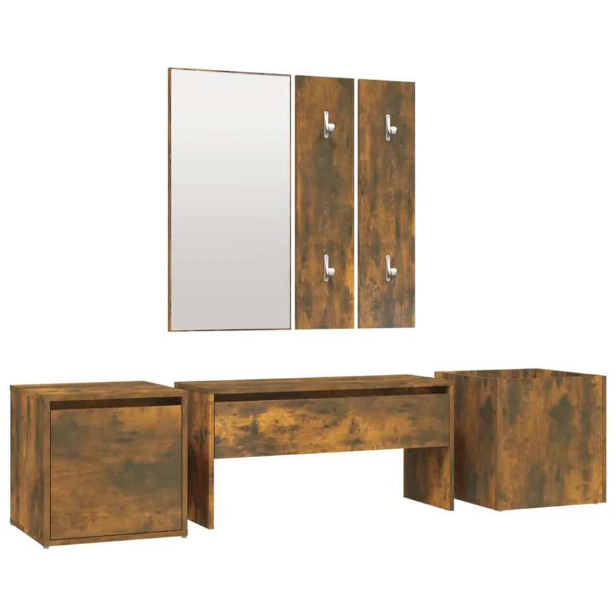 Ensemble de meubles de couloir Chêne fumé Bois d'ingénierie - 2
