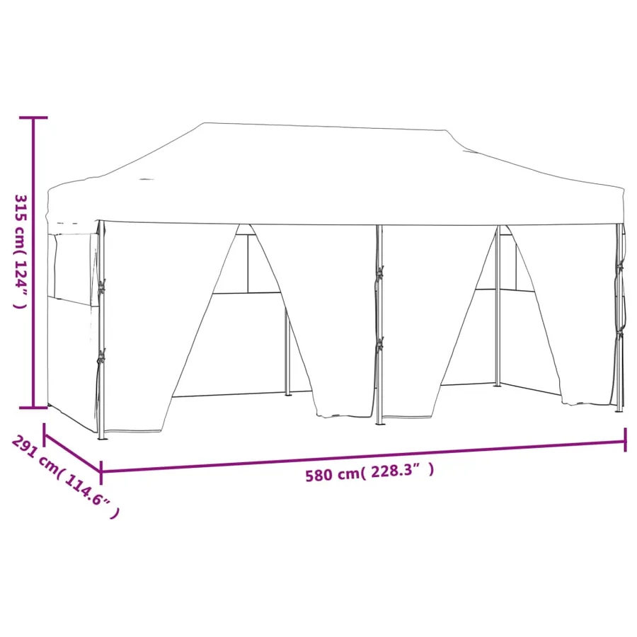 Tente de réception pliable avec 4 parois 3x6 m Acier Bleu - 11