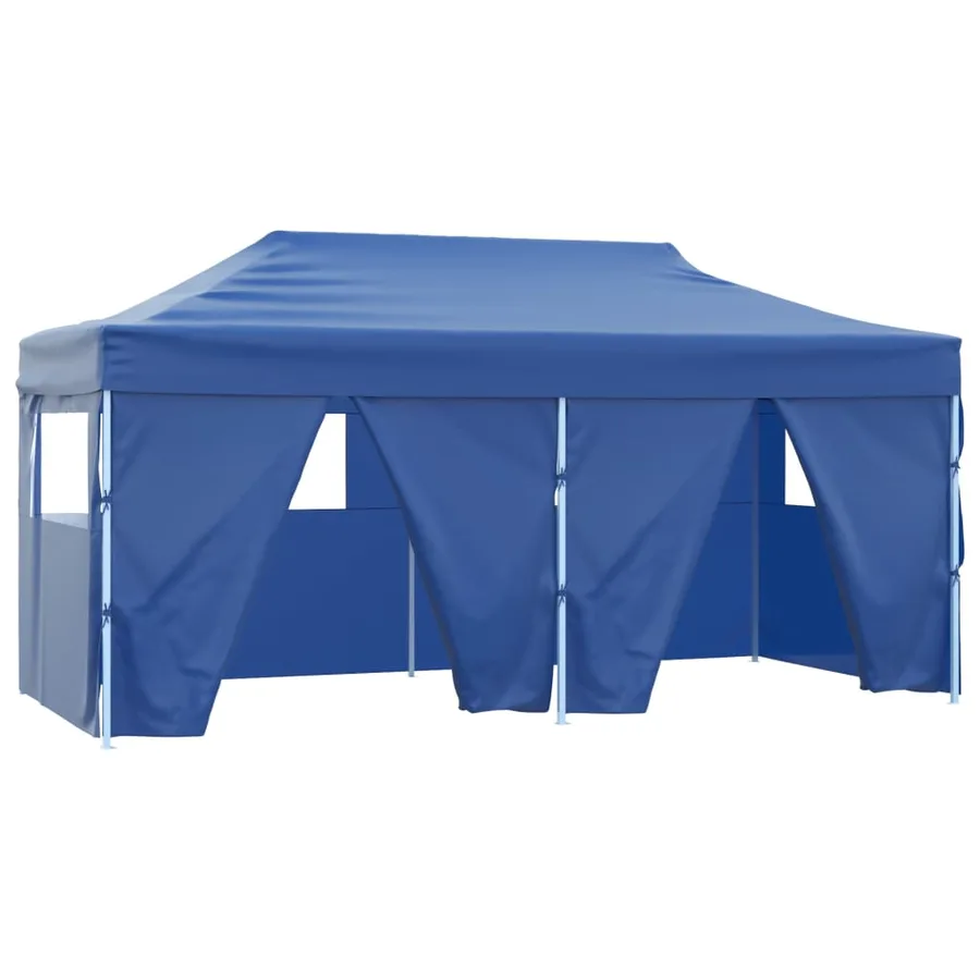 Tente de réception pliable avec 4 parois 3x6 m Acier Bleu - 2