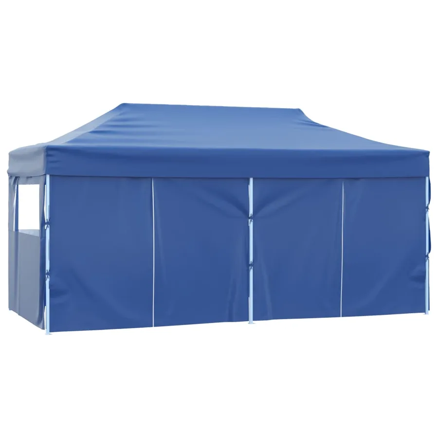 Tente de réception pliable avec 4 parois 3x6 m Acier Bleu - 4