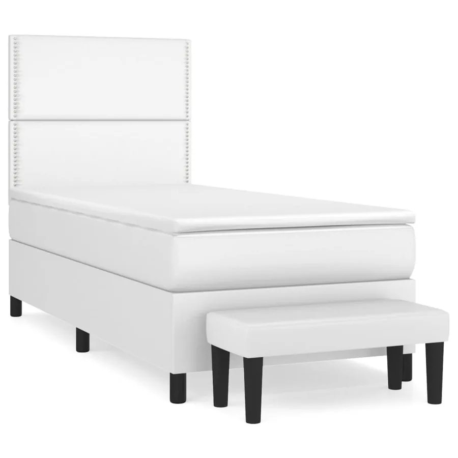 Sommier à lattes de lit avec matelas Blanc 100x200cm Similicuir - 2