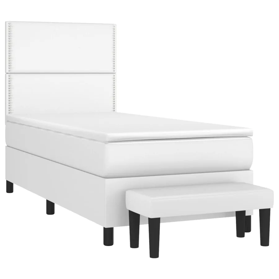 Sommier à lattes de lit avec matelas Blanc 100x200cm Similicuir - 3
