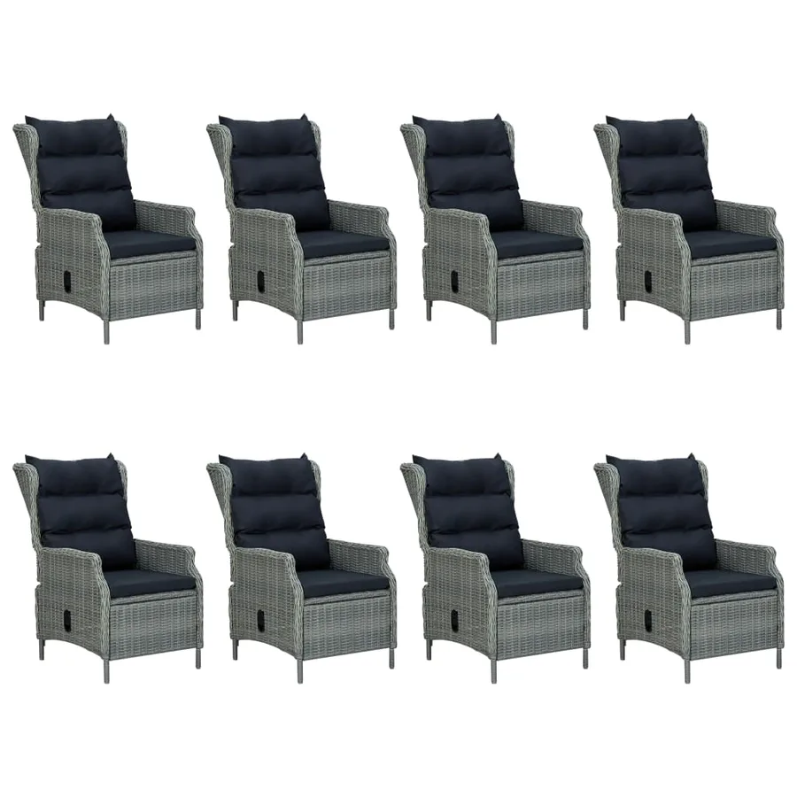 Ensemble à manger d'extérieur et coussins 9 pcs résine tressée - 3