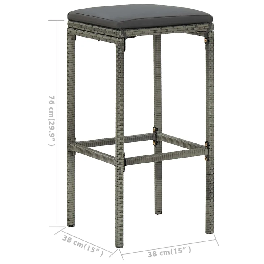 Ensemble de bar de jardin avec coussins 7 pcs Gris - 11