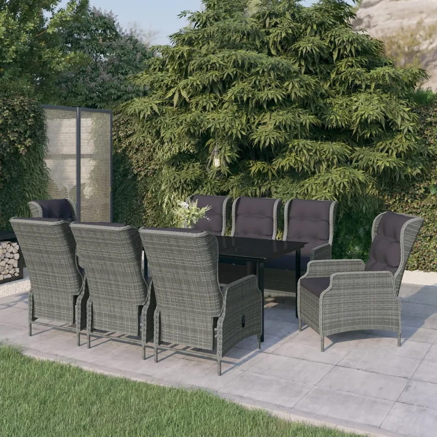 Ensemble à manger de jardin 9 pcs Gris clair