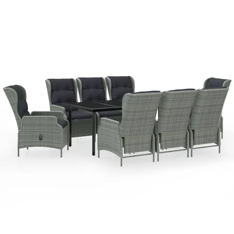 Ensemble à manger de jardin 9 pcs Gris clair - 2