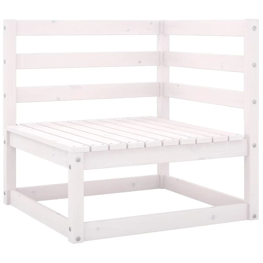 Salon de jardin 8 pcs Blanc Bois de pin massif - 4