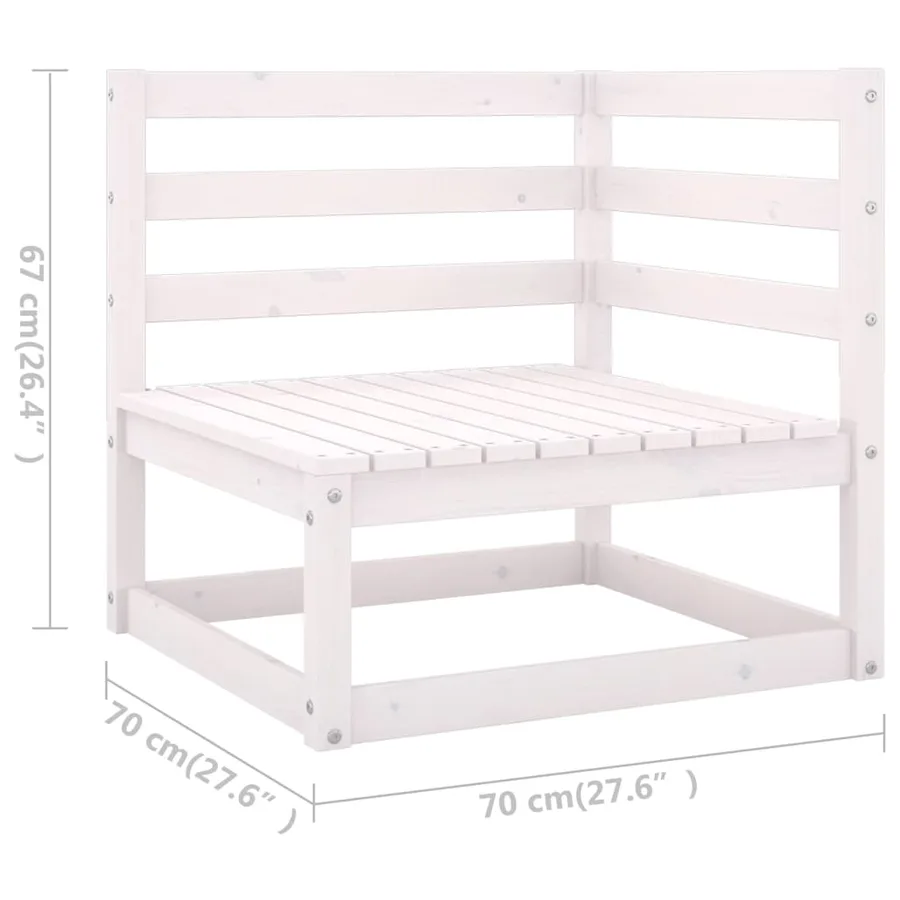 Salon de jardin 8 pcs Blanc Bois de pin massif - 6
