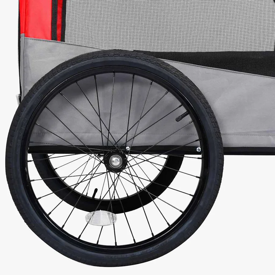 Remorque de vélo pour chiens et poussette 2-en-1 rouge et gris - 10