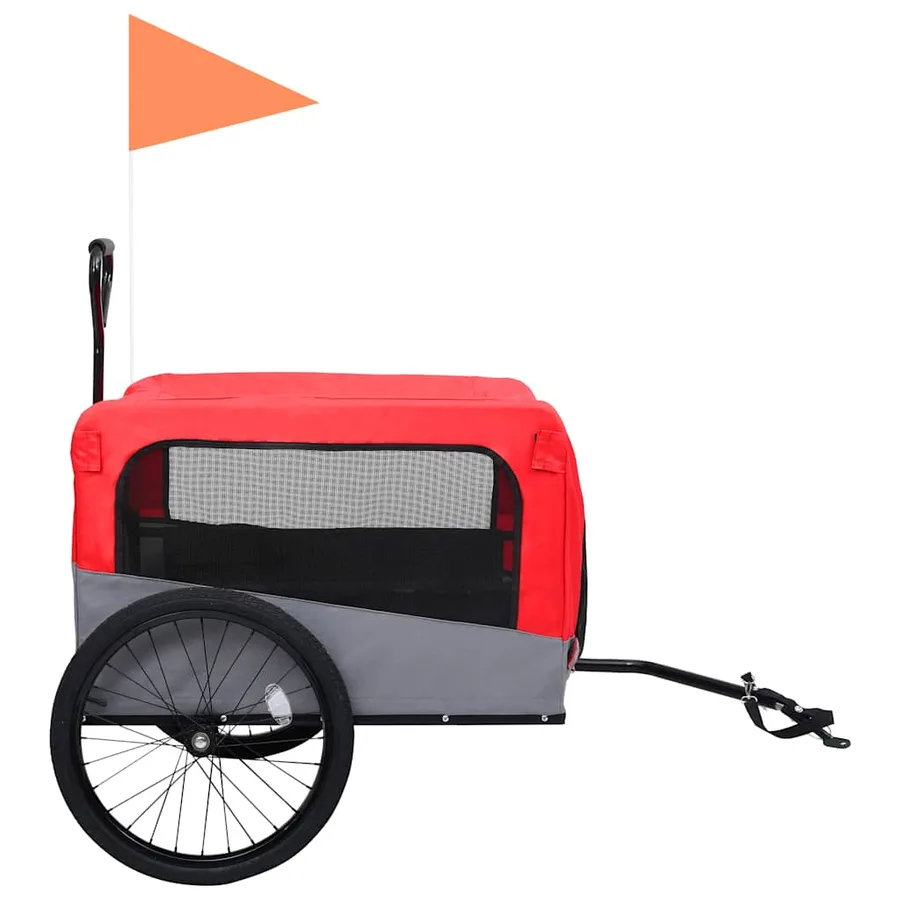Remorque de vélo pour chiens et poussette 2-en-1 rouge et gris - 4