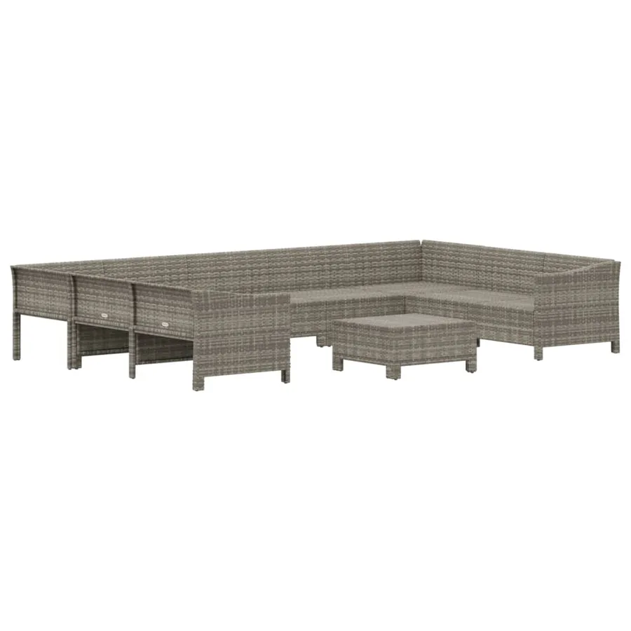 Salon de jardin 10 pcs avec coussins Gris Résine tressée - 4