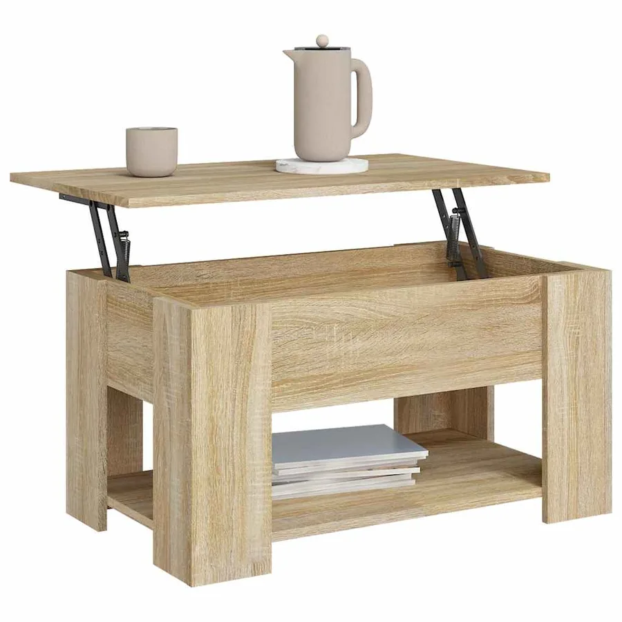 Table basse chêne sonoma 79x49x41 cm bois d'ingénierie - 7