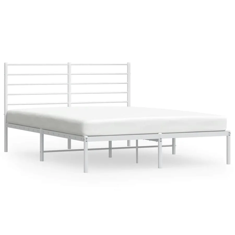 Cadre de lit métal sans matelas et tête de lit blanc 120x190 cm - 2