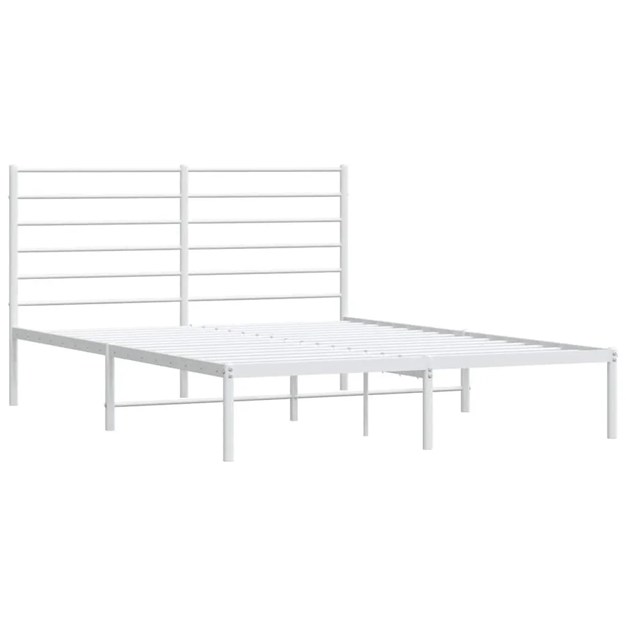 Cadre de lit métal sans matelas et tête de lit blanc 120x190 cm - 3