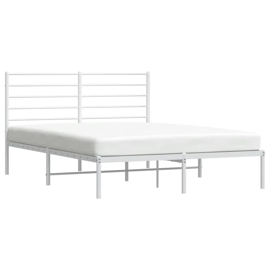 Cadre de lit métal sans matelas et tête de lit blanc 120x190 cm - 5