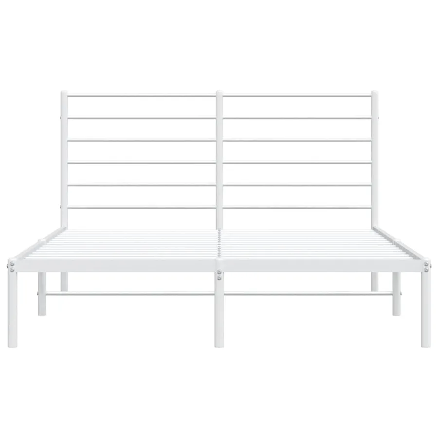 Cadre de lit métal sans matelas et tête de lit blanc 120x190 cm - 6