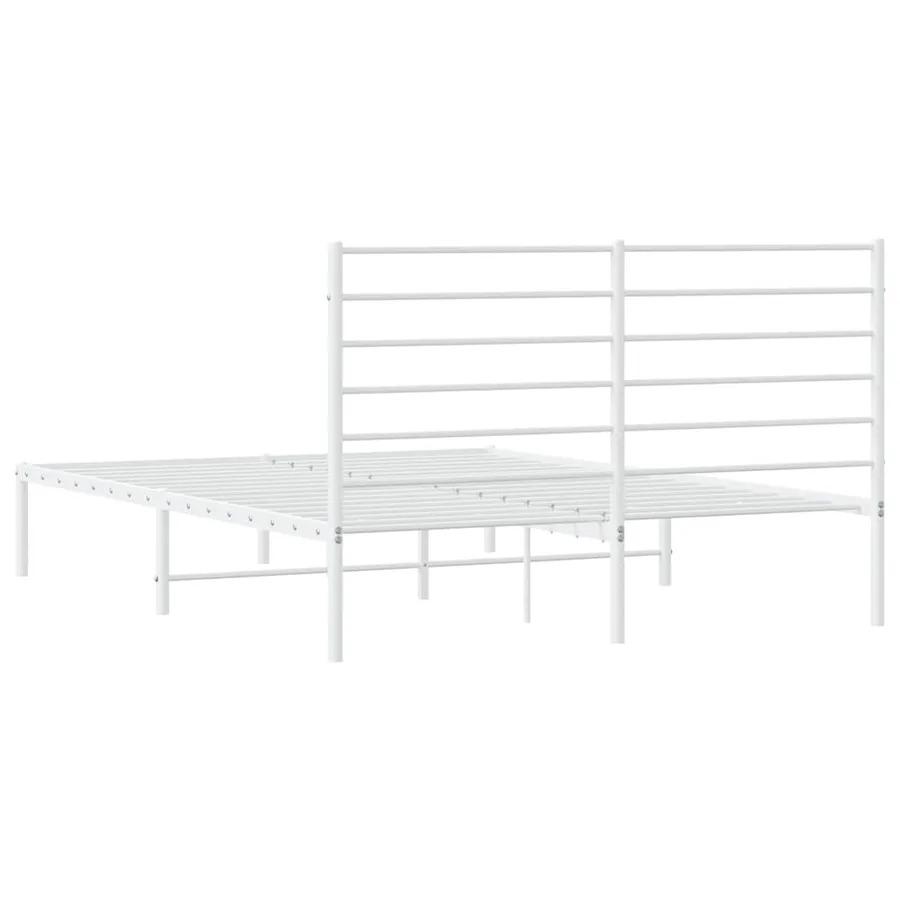 Cadre de lit métal sans matelas et tête de lit blanc 120x190 cm - 8