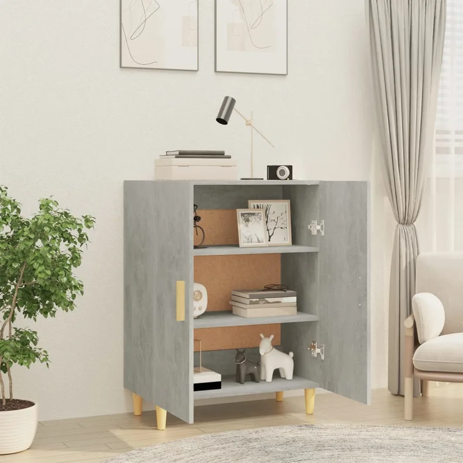 Buffet Gris béton 70x34x90 cm Bois d'ingénierie - 6