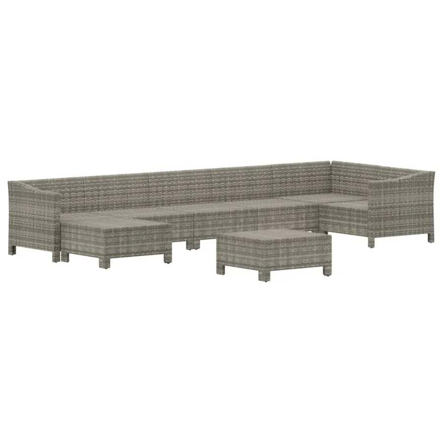 Salon de jardin 8 pcs avec coussins Gris Résine tressée - 4