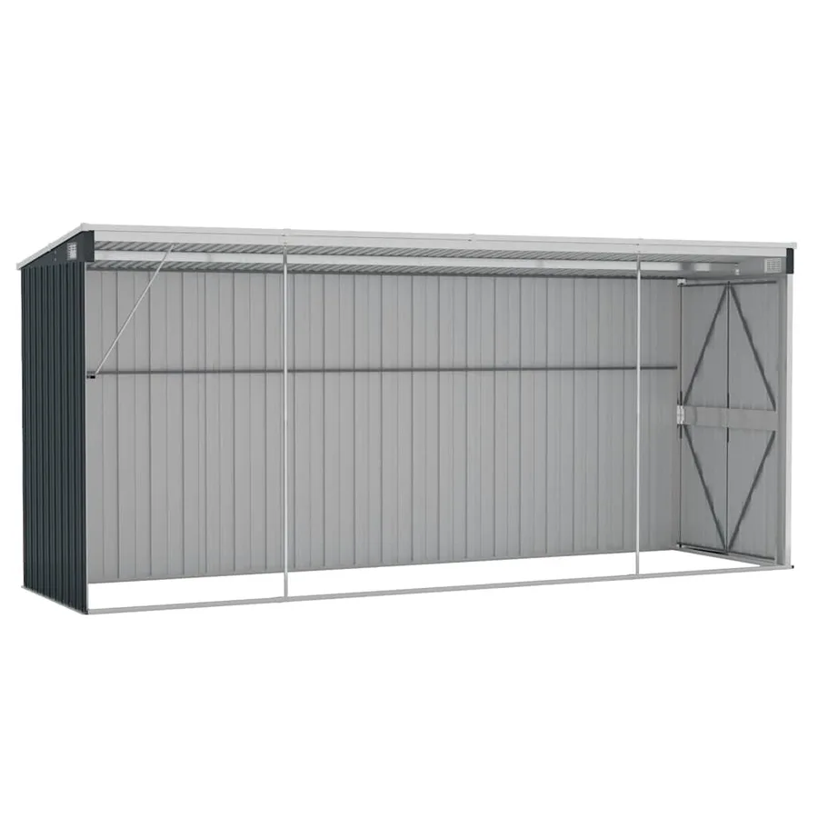 Abri de jardin mural Anthracite 118x382x178 cm Acier - 6