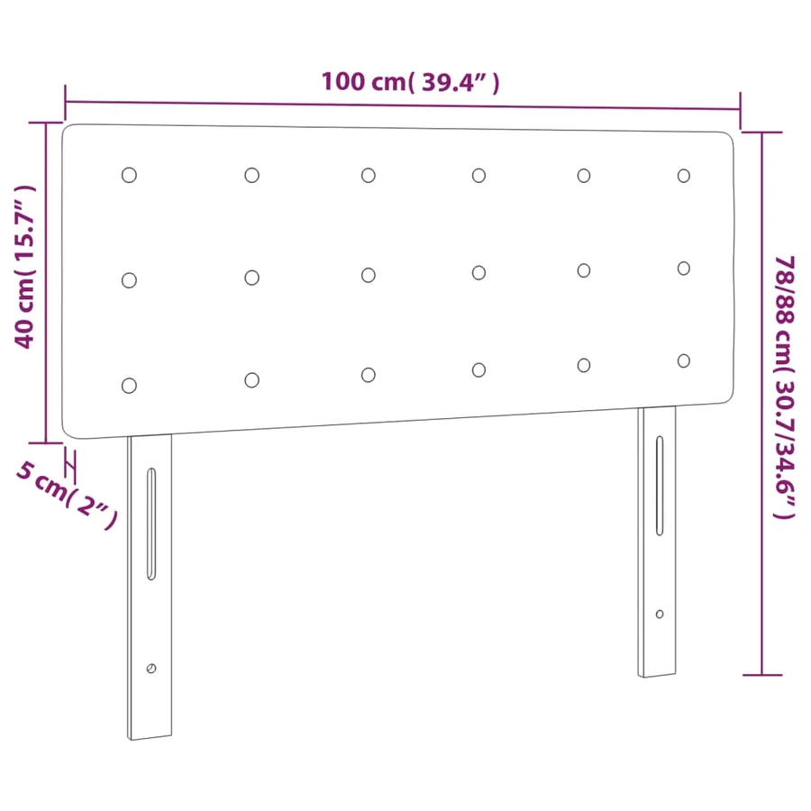 Tête de lit Gris foncé 100x5x78/88 cm Velours - 8