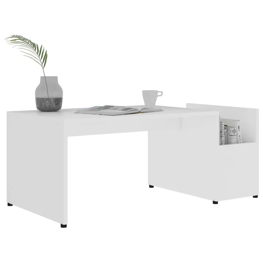 Table basse Blanc 90x45x35 cm bois d’ingénierie - 3