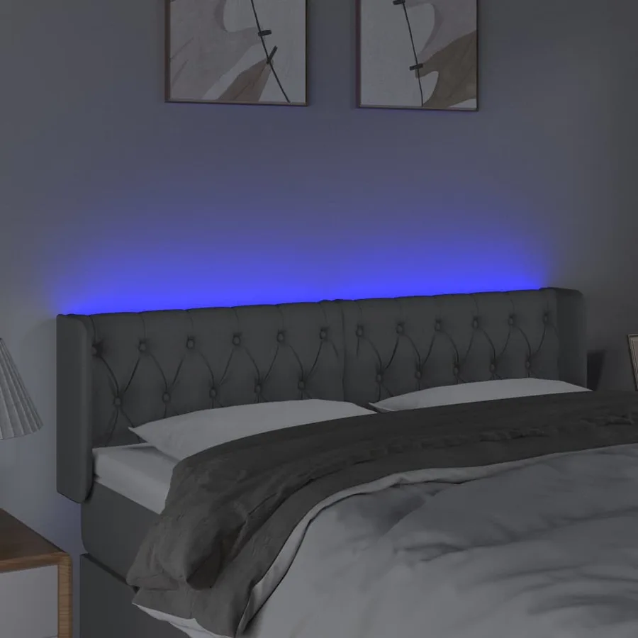 Tête de lit à LED Gris clair 147x16x78/88 cm Tissu - 4