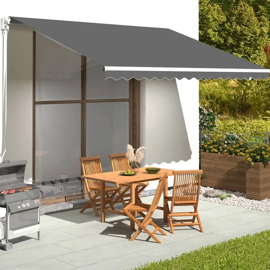 Tissu de remplacement pour auvent anthracite 4,5x3,5 m polyester