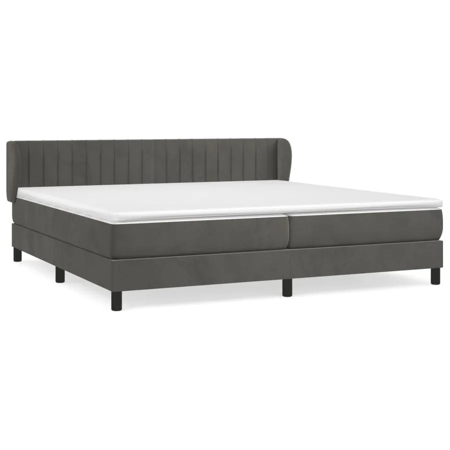 Sommier à lattes de lit et matelas Gris foncé 200x200cm Velours - 2