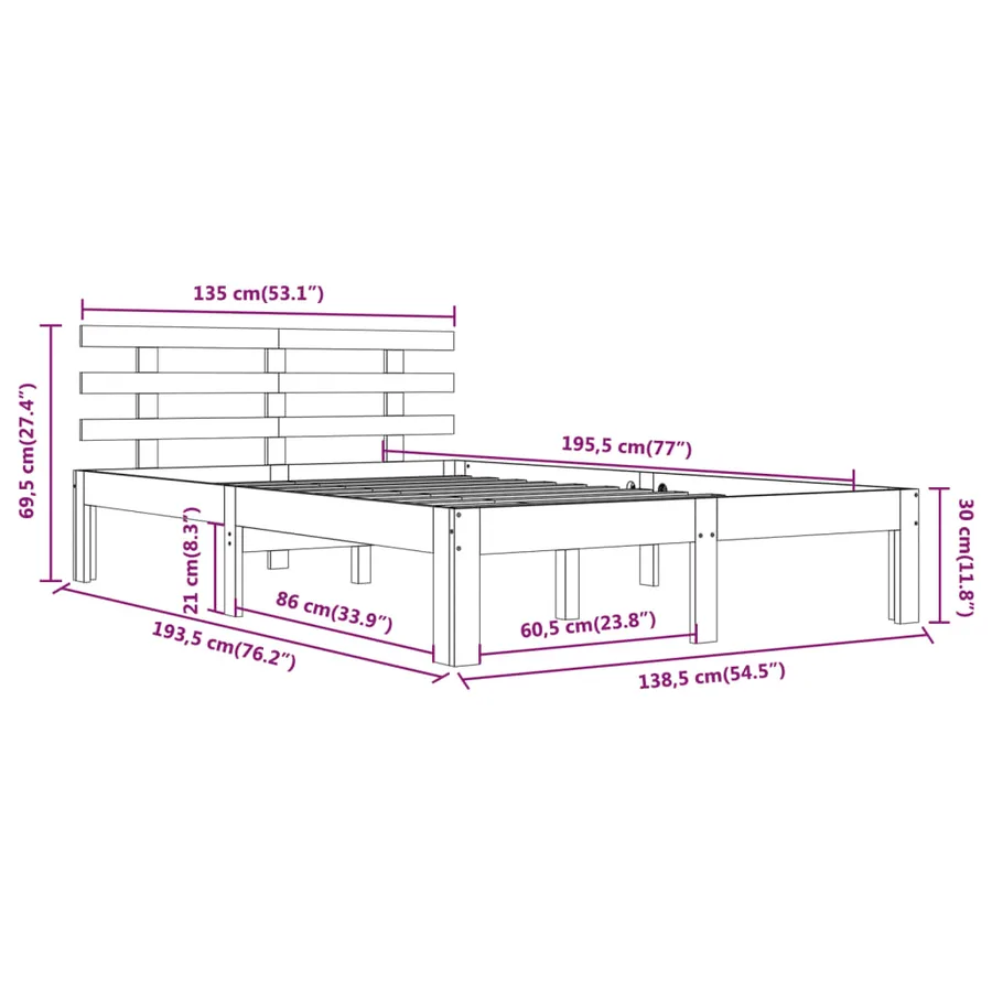 Cadre de lit sans matelas 135x190 cm - 8