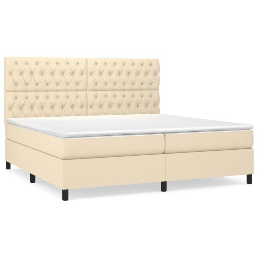 Sommier à lattes de lit avec matelas Crème 200x200 cm Tissu - 2