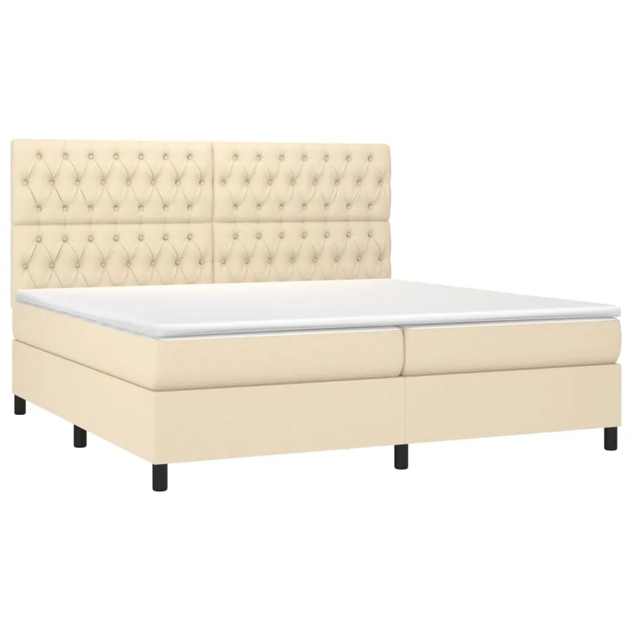 Sommier à lattes de lit avec matelas Crème 200x200 cm Tissu - 3