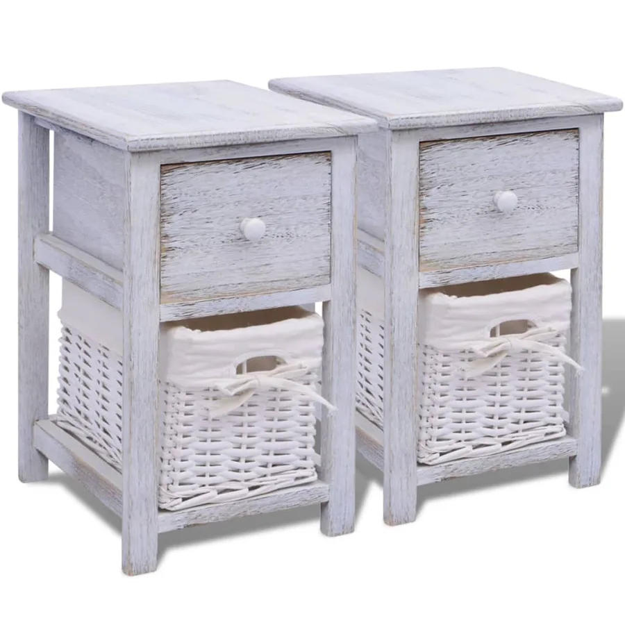 Table de chevet 2 pcs Bois Blanc - 2